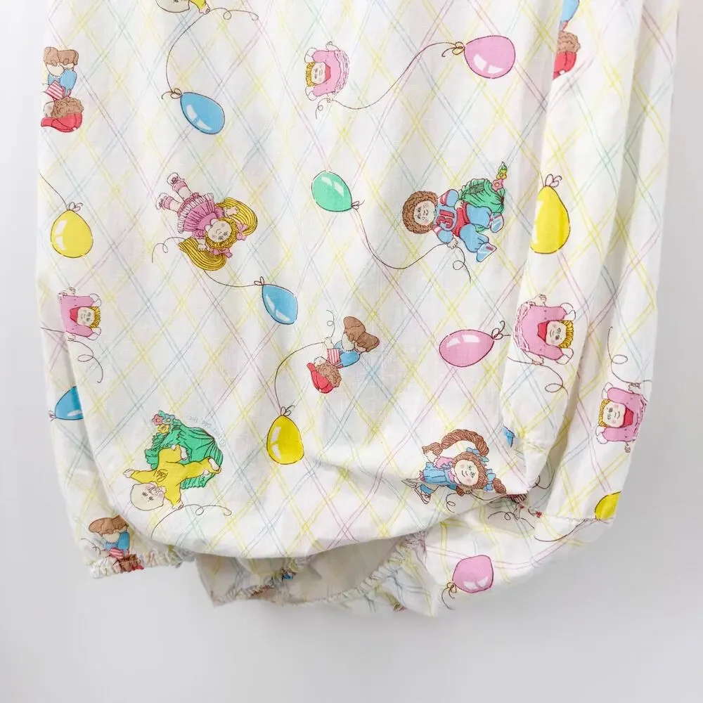 Vintage 1983 Cabbage Patch Kids Twin Fitted Sheet Balloon Print Craft Fabric